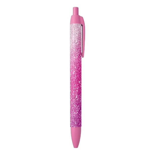 Glittery Pink Ombre Black Ink Pen (Bottom (Vertical))
