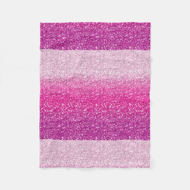 Glittery Pink Ombre Fleece Blanket (Front)