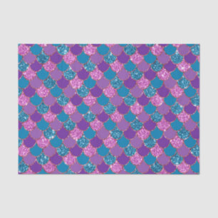 Glittery pink purple and blue mermaid scales tissue paper