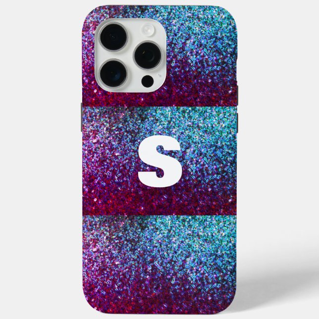 Glittery Pink Purple Ombre Abstract Monogram  Case-Mate iPhone Case (Back)