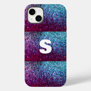 Glittery Pink Purple Ombre Abstract Monogram Case-Mate iPhone 14 Plus Case