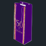 Glittery Purple Pink | 50 & Fabulous 50th Birthday Wine Gift Bag<br><div class="desc">Elegant "50 & fabulous" birthday wine size gift bag is designed with faux glittery gold looking borders. The centre background is purple and bordered on both sides with a line of hot pink to compliment the design. The gold toned text is set with elegant font.</div>