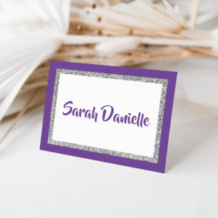 Glittery Purple & Silver Merci Carte Note