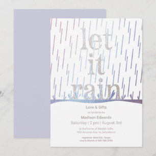 Glittery Rain Bridal Shower Invitation