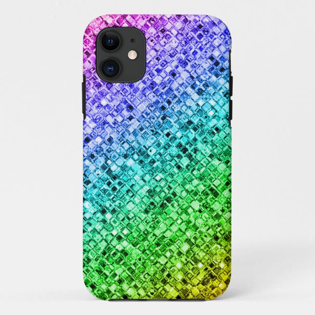 Glittery Rainbow Sparkle Bling Glam Purple Teal Case-Mate iPhone Case (Back)