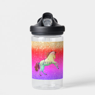 Glittery Rainbow Unicorn Water Bottle