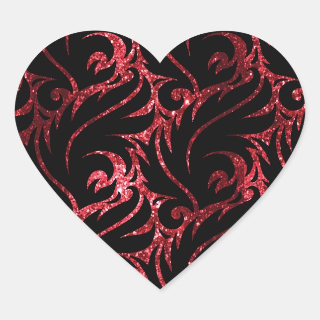 Glittery Red and Black Heart Sticker (Front)