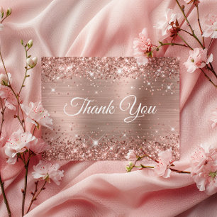 Glittery Rose Gold 40th Birthday White Thank You Postcard