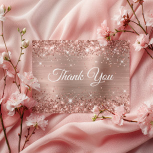 Glittery Rose Gold 60th Birthday White Thank You Postcard