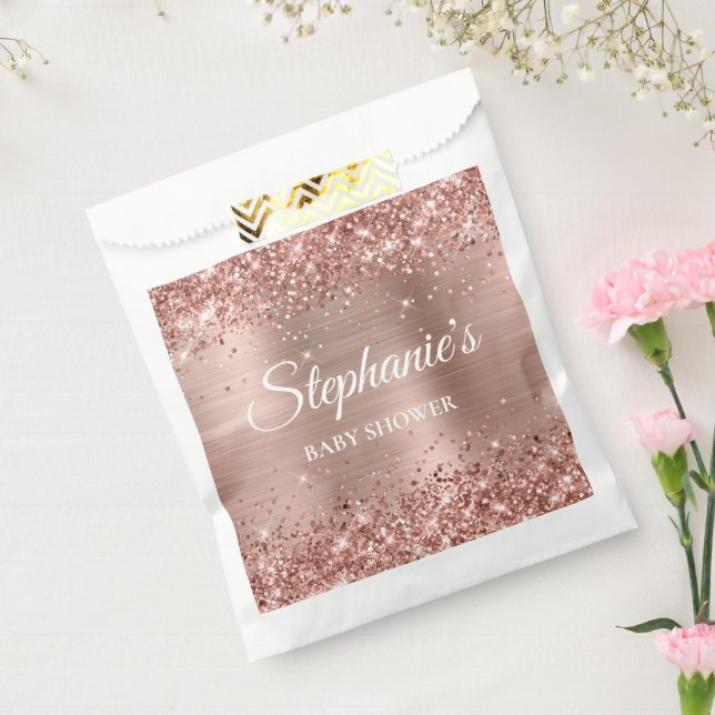 Glittery Rose Gold Baby Shower Favour Bag (Sealed)