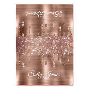Glittery Rose Gold Drives Deux Nom Cartes de Place