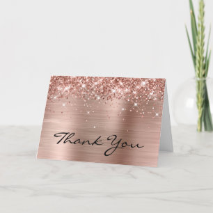 Glittery Rose Gold Elegant 60th Birthday Thank You Card