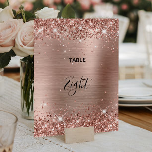 Glittery Rose Gold Faux Foil Table Number 5x7 Card