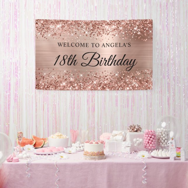 Glittery Rose Gold Foil 18th Birthday Welcome Banner (Party)