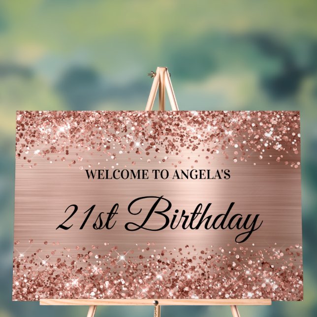 Glittery Rose Gold Foil 21e anniversaire Bienvenue (Neutre)