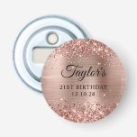 Glittery Rose Gold Foil 21st Birthday Bottle Opener<br><div class="desc">Create your own 21st birthday party favours. Girly faux sparkly rose gold glitter on the top and bottom edge, over a faux pink blush rose gold brushed metal style ombre foil. Customize the font styles to create your own favour bottle opener design for her special celebration. A classic elegant calligraphy...</div>