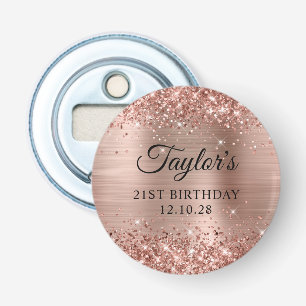 Glittery Rose Gold Foil 21st Birthday Bottle Opener