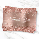 Glittery Rose Gold Foil 21st Birthday Thank You Card<br><div class="desc">Create your own elegant calligraphy thank you small cards for your 21st birthday. You can customize the white fancy script colour, size and style on the front. Faux sparkly rose gold glitter against a glamourous faux blush and rose gold brushed metallic foil background. All the shiny, glittery, and sparkly effects...</div>