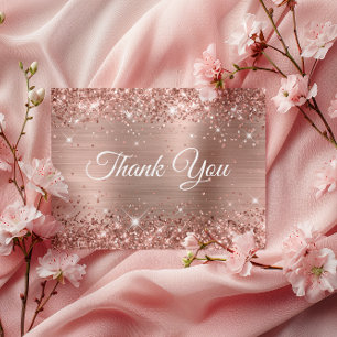 Glittery Rose Gold Foil 30th Birthday Thank You Postcard