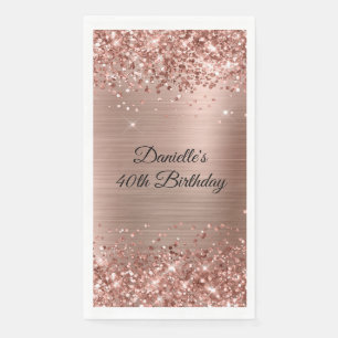 Glittery Rose Gold Foil 40th Birthday Napkin