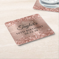 Glittery Rose Gold Foil 50th Birthday