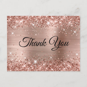 Glittery Rose Gold Foil 60th Birthday Thank You Postcard