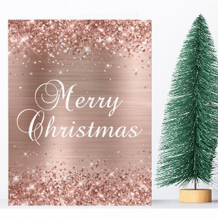 Glittery Rose Gold Foil Big Merry Christmas Card