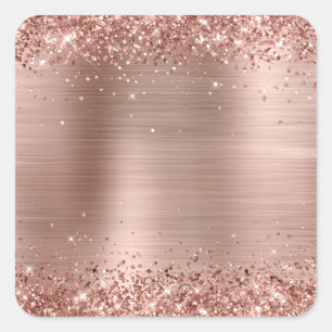 Glittery Rose Gold Foil Blank Square Sticker