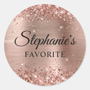 Glittery Rose Gold Foil Bride's Favourite Wedding Classic Round Sticker