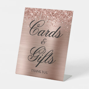 Glittery Rose Gold Foil Classic Elegance Gifts Pedestal Sign