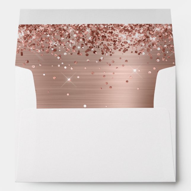 Glittery Rose Gold Foil Elegant Calligraphy Envelope (Back (Bottom))