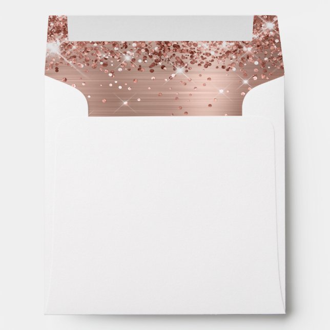 Glittery Rose Gold Foil Elegant Calligraphy Square Envelope (Back (Bottom))