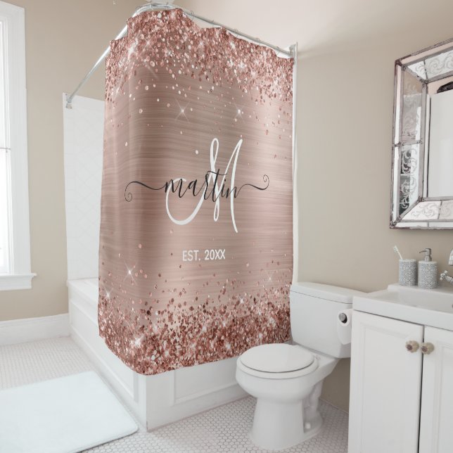 Glittery Rose Gold Foil Family Monogram (In Situ)