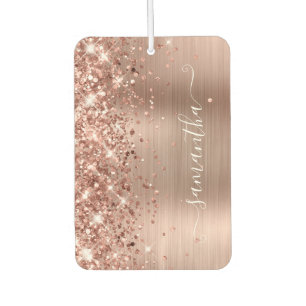 Glittery Rose Gold Foil Girly Signature Photo Air Freshener