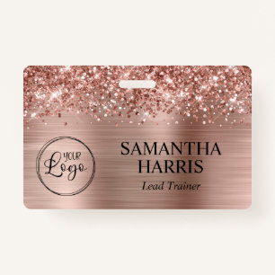 Glittery Rose Gold Foil Logo Badge