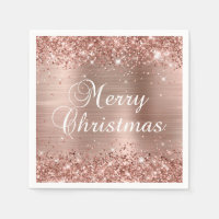Glittery Rose Gold Foil Merry Christmas