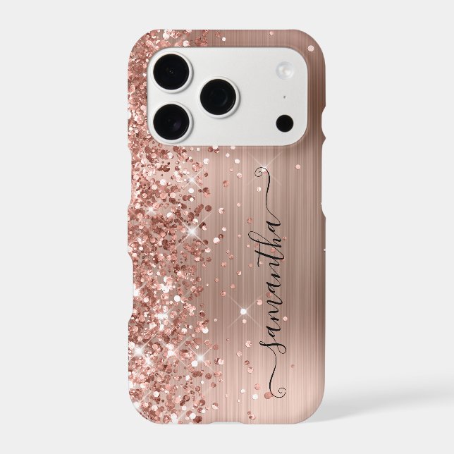 Glittery Rose Gold Foil Modern Girly Signature (Verso)