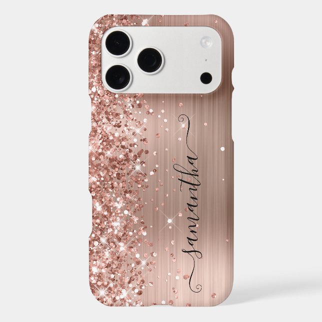 Glittery Rose Gold Foil Modern Girly Signature (Back)