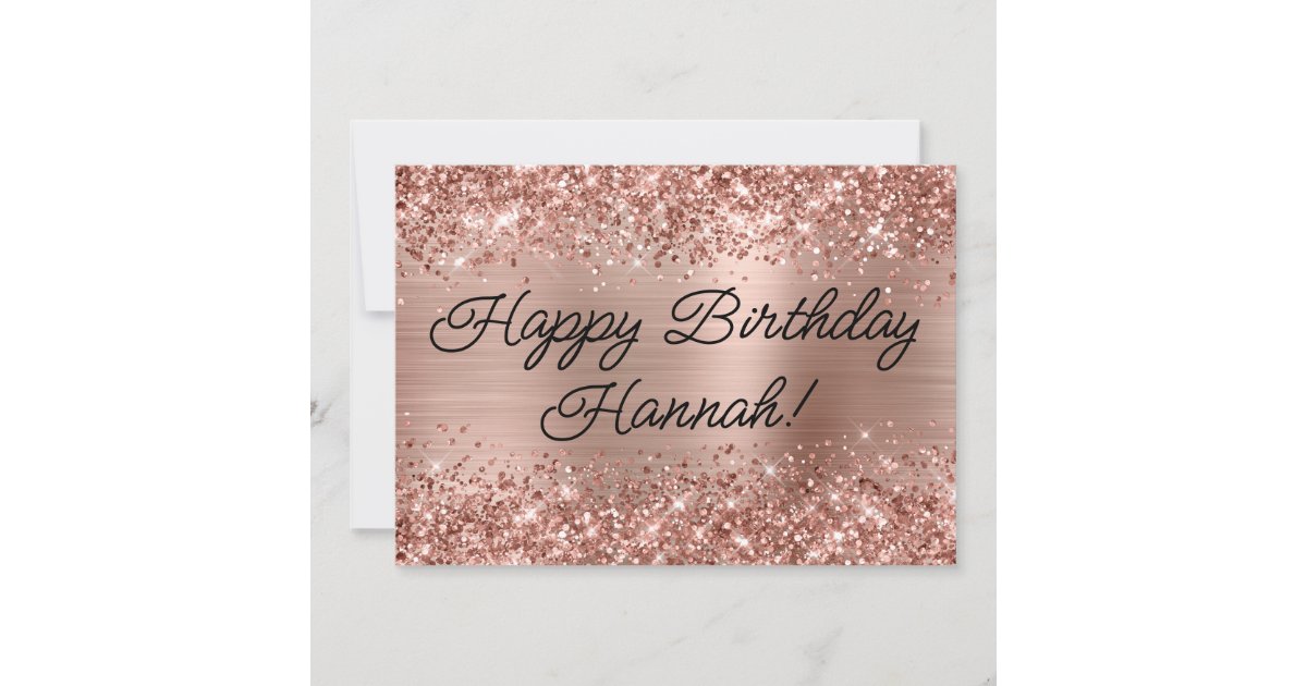 Glittery Rose Gold Foil Modern Happy Birthday Card | Zazzle