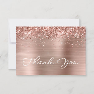 Glittery Rose Gold Foil Stylistic Script Birthday Thank You Card