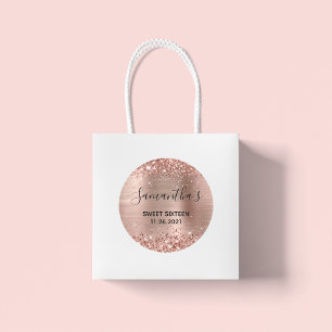 Glittery Rose Gold Foil Sweet Sixteen Classic Round Sticker