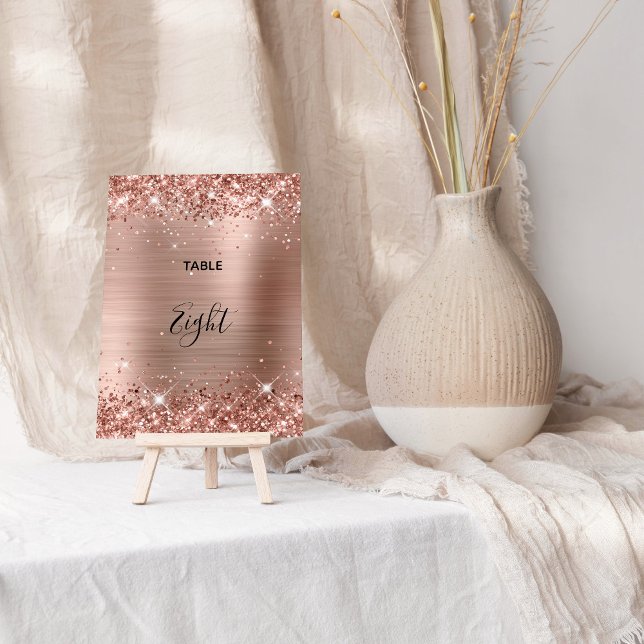 Glittery Rose Gold Foil Wedding Table Number (Glittery Rose Gold Foil Wedding Table Number)