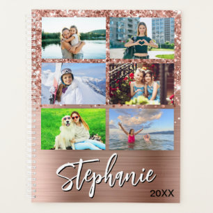 Glittery Rose Gold Glam 14 Photo Collage Planner