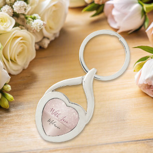 Glittery Rose Gold Glam metallic Name  Keychain