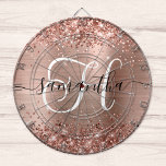 Glittery Rose Gold Glam Monogram Dartboard<br><div class="desc">Create your own girly personalized monogram dart board for her. Customize the black and white decorative monogram with elegant signature style calligraphy design. The monogram script style is so decorative that it will need to be centred for some letters. This signature style modern font has lovely swashes. The glam background...</div>