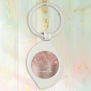 Glittery Rose Gold Glam Name Keychain