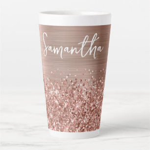 Glittery Rose Gold Glam Name Latte Mug
