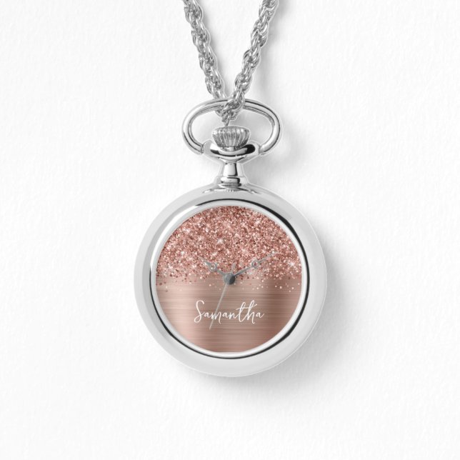 Glittery Rose Gold Glam Name Watch (Front)