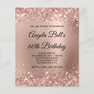 Glittery Rose Gold Glam Ombre 60th Birthday Paper