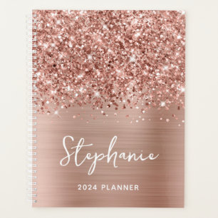 Glittery Rose Gold Glam Personalized 2024 Planner